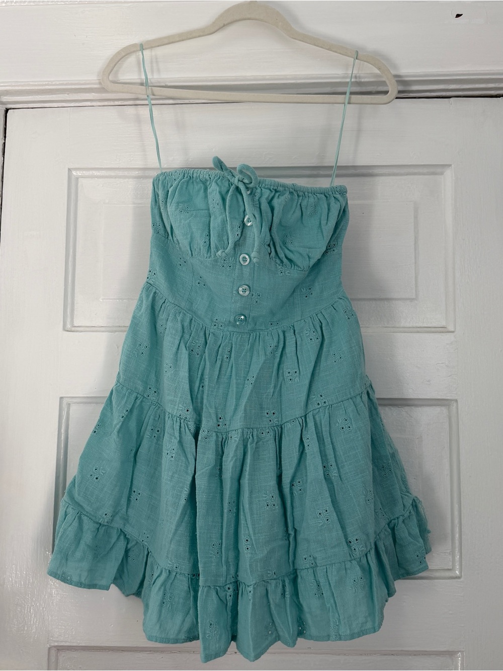 O'Neill Aqua Eyelet Tiered Strapless Sundress